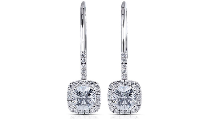 Square-Shape Crystal Drop Earrings