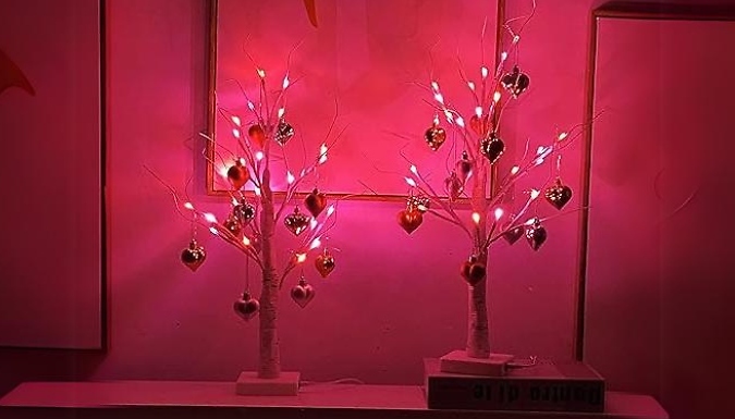 Valentines Light Up Tree with Heart Ornaments