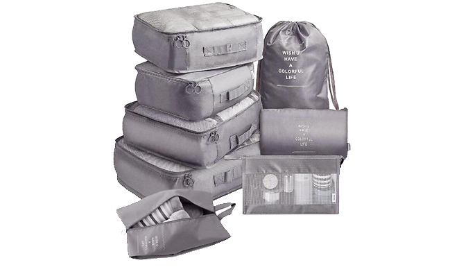 8-Piece Luggage Organising Bags Set - 5 Colours