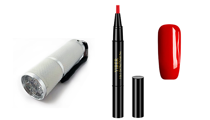 Glamza Gel Polish Nail Pen & Optional Portable LED Dryer - 10 Colours