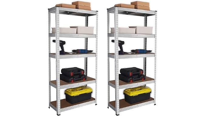 5-Tier Galvanised Shelving Units - 1 or 2 Pack!