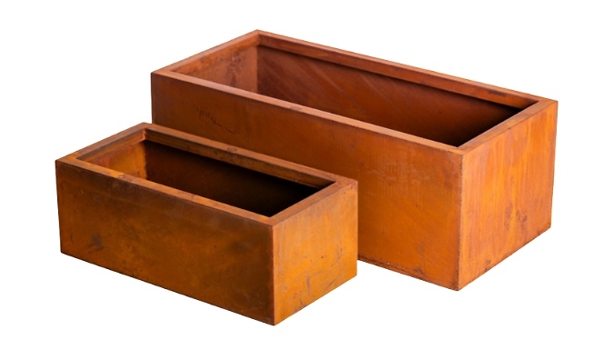 2-Piece Set of Garden Gear Rust-Effect Trough Planters