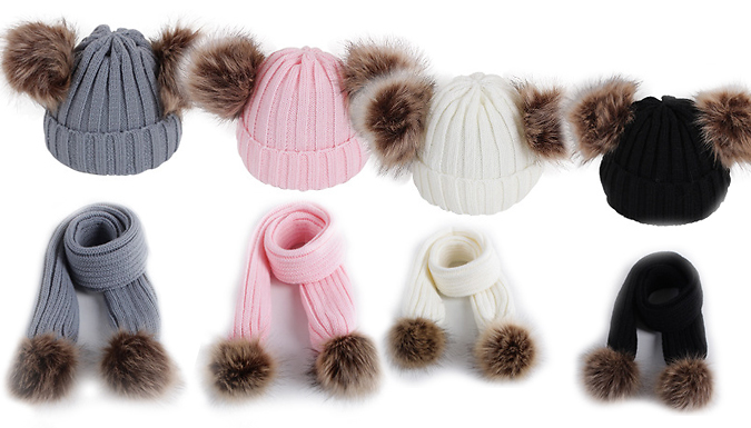 Kids Warm Winter Hat and Scarf Sets – 5 Colours Deal Price £9.99