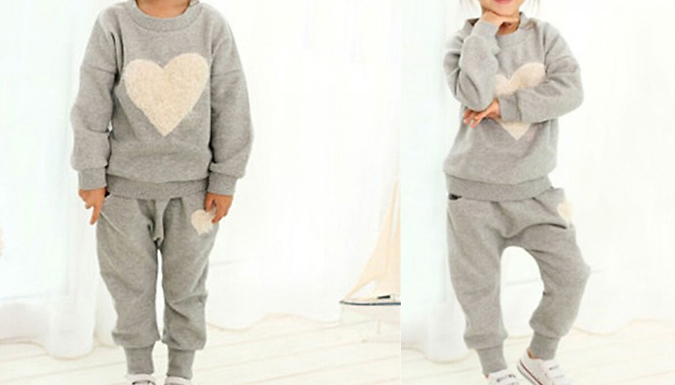 Kids' Heart Pullover Tracksuit - 2 Colours & 5 Sizes