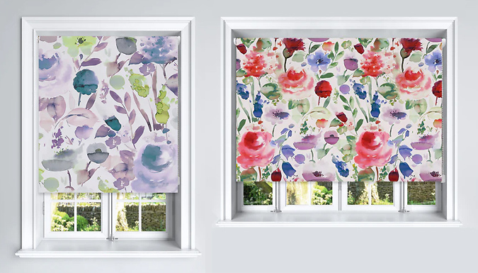 Floral Blackout Roller Blind - 3 Colours & 6 Sizes