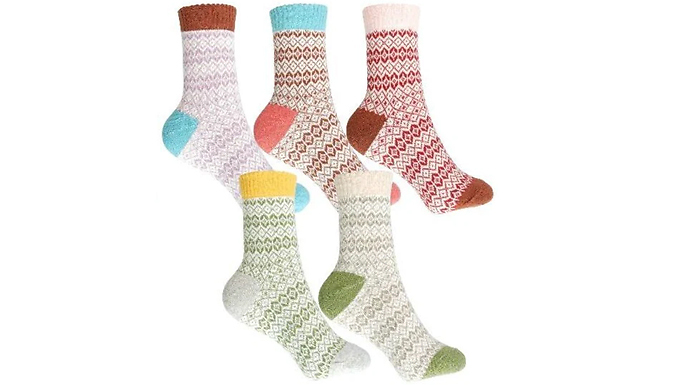 5-Pairs Generise Lady's Thick Woolly Socks - 5 Colours