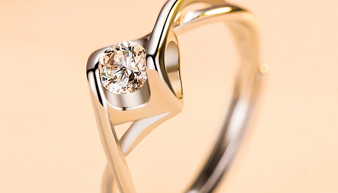 Adjustable Heart Shape Sterling Silver Ring