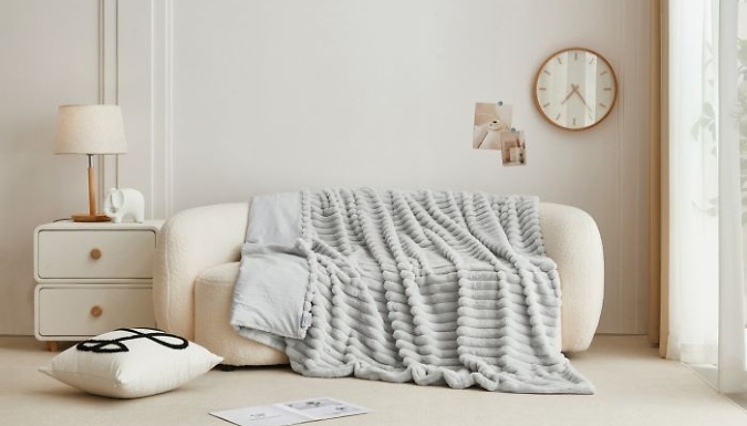 Super Soft Faux Fur Stripe Throw Blanket - 3 Colours & 2 Sizes