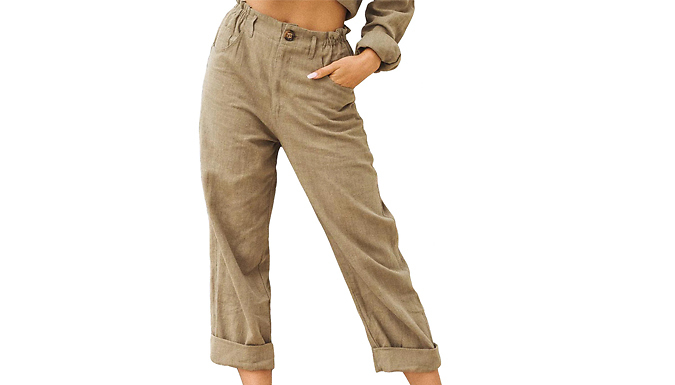 Elasticated Cotton Blend Waist Pants - 5 Sizes