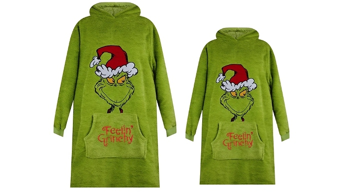 The Grinch Oversized Sherpa Blanket Hoodie - Kids & Adult Sizes!