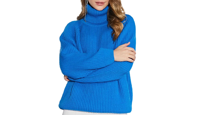 Women's Long Sleeve Turtleneck Knitted Sweaters - 3 Colours & 3 Sizes
