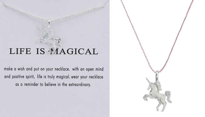 'Life is Magical' Unicorn Necklace With Quote Card - 2 Colours