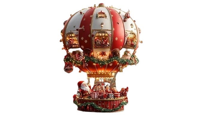 1 or 2-Pack of 2D Santa Hot Air Balloon Acrylic Christmas Ornaments