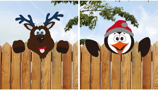 Christmas Wooden Fence Peeker Decoration - 6 Styles