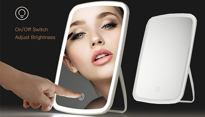 Folding LED Touchscreen Makeup Mirror