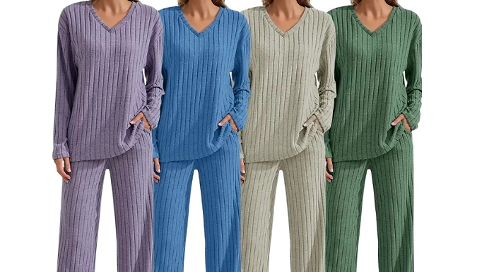 Women's Ribbed Loungewear Set - 4 Colours, 5 Sizes!