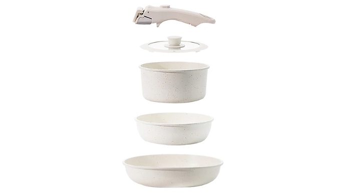 Toque 5-Piece Cookware Set with Detachable Handle - Space-Saving Design!