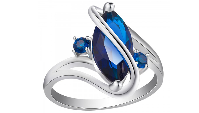 Marquise Cut Lab-Created Sapphire Ring - 4 Sizes