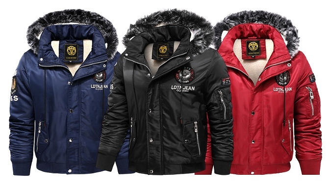 Men's Hooded Winter Jacket - 3 Colours & 7 Sizes