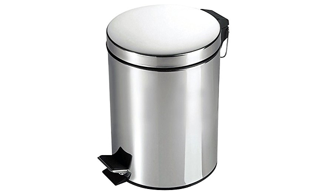 Stainless Steel Pedal Bin with Removable Bucket - Up to 30L Capacity from Go Groopie