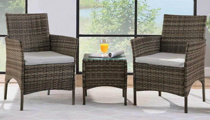 3-Piece Rattan Patio Table & Chairs Set