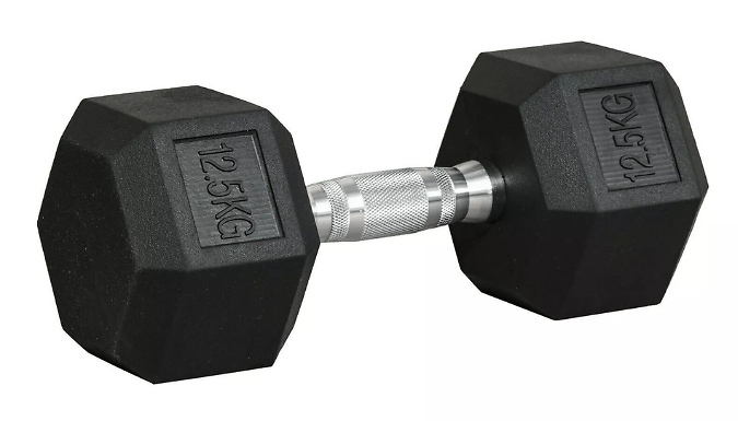 Hexagon Rubber Cased Dumbbell - 5KG to 12.5KG!