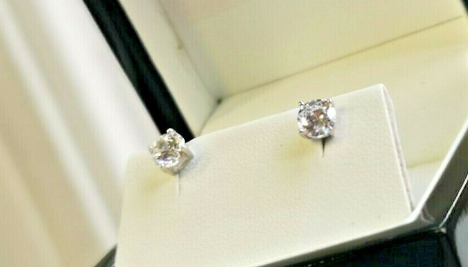 White Gold Created Diamond Stud Earrings