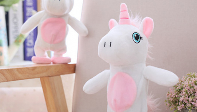 Walking talking best sale unicorn plush toy