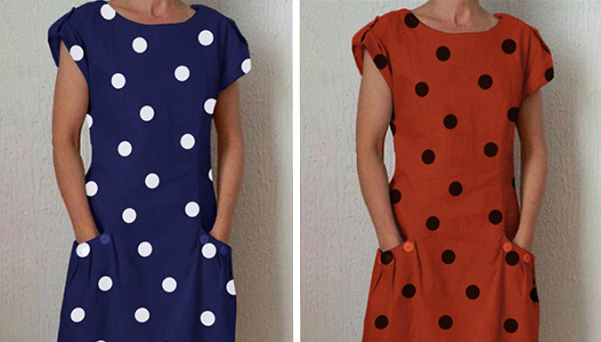 Women’s Polka Dot Dress – 4 Colours & 6 Sizes Offer Price £12.99