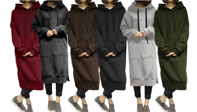 Extra Long Hooded Sweatshirt 6 Colours 6 Sizes