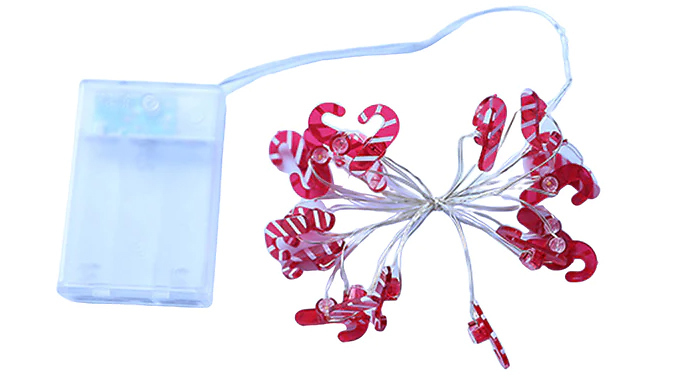 Battery-Operated Candy Cane String Lights