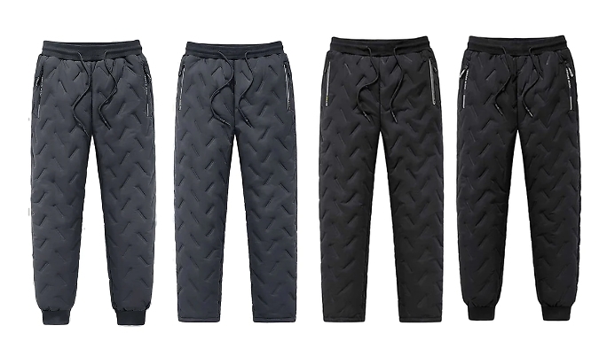 Men's Winter Zip-Pocket Fleece-Lined Trousers - 2 Styles, 2 Colours, 5 Sizes