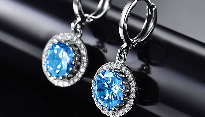 Sultana-Mayfair Round Simulated Blue Diamond Earrings