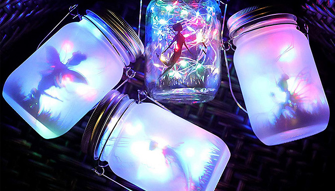 1 or 2 Solar Frosted Glass Mason Jar Lights - 4 Options