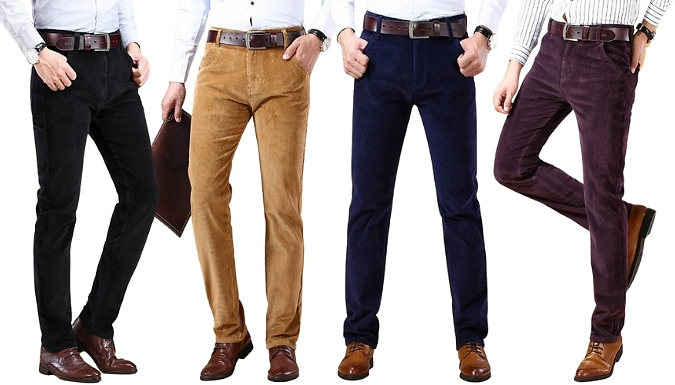 Men's Corduroy Straight Leg Trousers - 4 Colours, 5 Sizes!