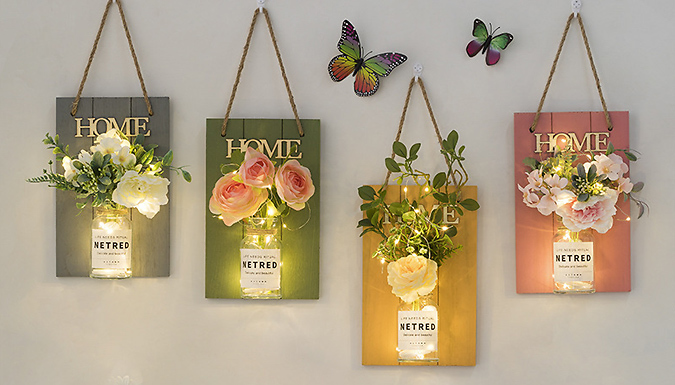Light-Up Flower Jar Wall Decoration - 4 Designs