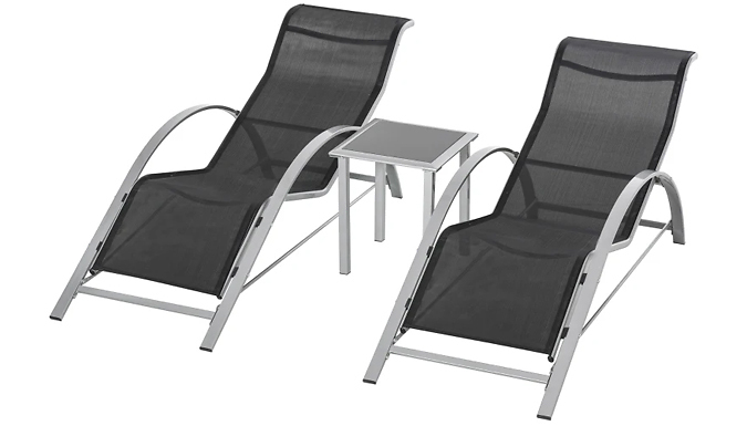 OutSunny 3-Piece Lounge Chair and Table Set - 3 Colours