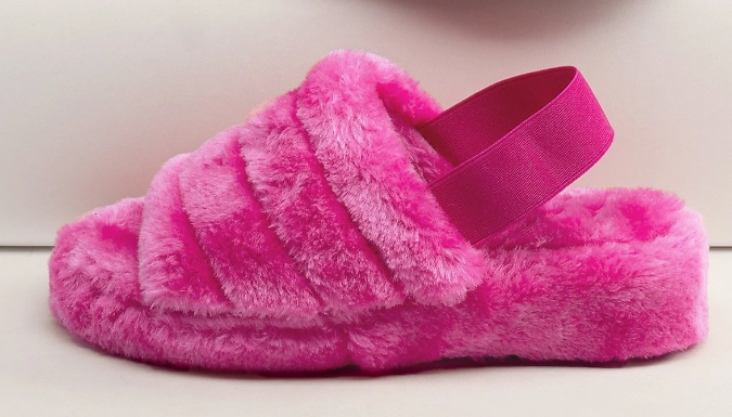 Fluffy Faux Fur Slide-On Slippers - 4 Sizes & 5 Colours Fluffy Faux Fur Slide-On Slippers - 4 Sizes & 5 Colours