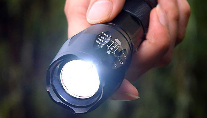 Military Style LED Flashlight With 5 Lighting Modes - 1 or 2 Pack