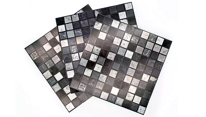 24-Piece Stick-On Black Tile Set- 3 Sizes