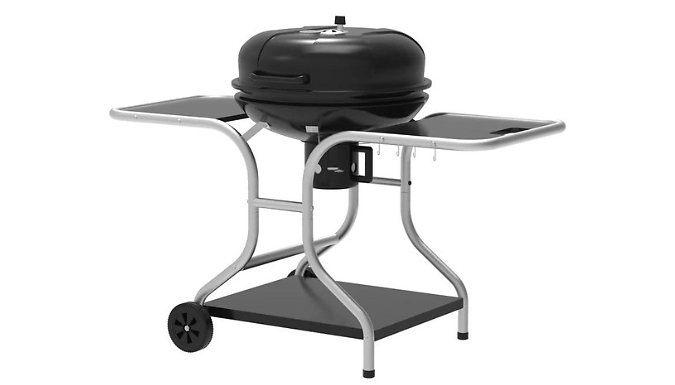 Outsunny Charcoal Kettle Grill Barbecue with Trolley