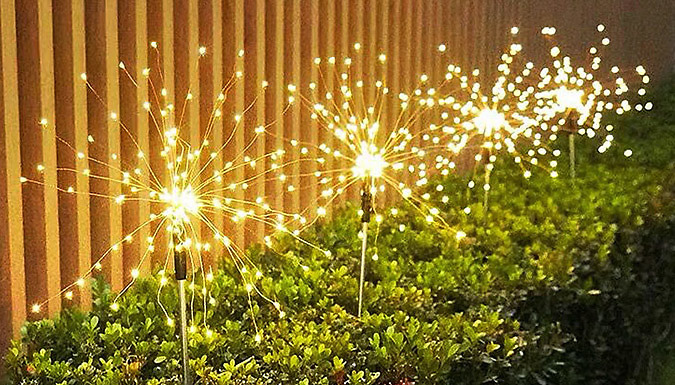 Solar-Powered Firework Stake Lights! - 3 Colours & 3 Sizes