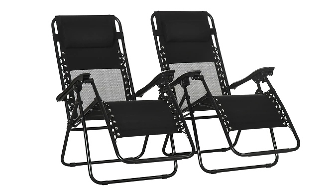 Set of 2 Outsunny Garden Recliner Chairs - 2 Colours