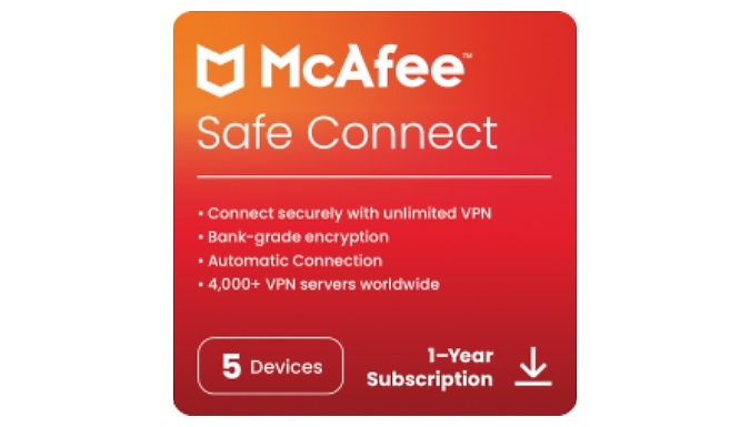 McAfee Safe Connect 2024 - 5 Devices 1 Year