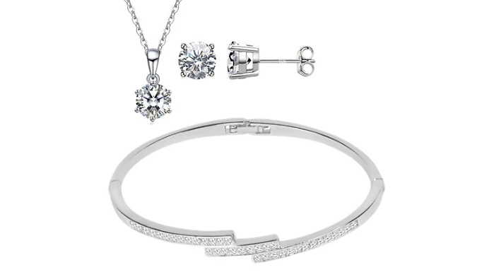 Triple Tri Set Encrusted with Crystals from Swarovski - Optional Gift Bag!