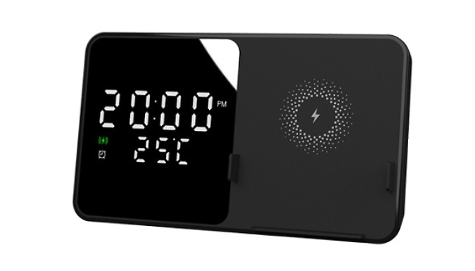 Wireless Charger Alarm Clock & Thermometer - 2 Colours