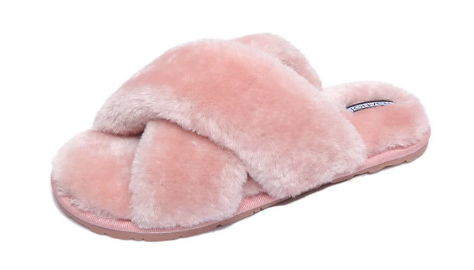 Soft Fluffy Crossover Slippers - 6 Colours & 4 Sizes