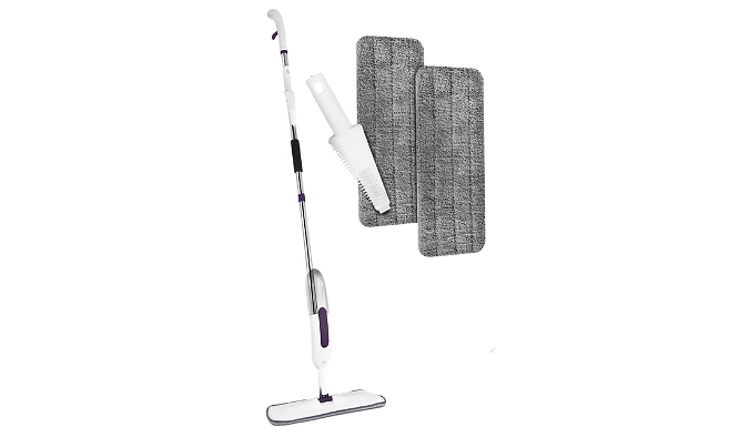 Microfibre Spray Mop with 360° Swivel Head - With Two Replacement Pads at Go Groopie