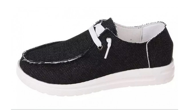Round-Toe Elastic Canvas Trainers - 8 Colours & 5 Sizes