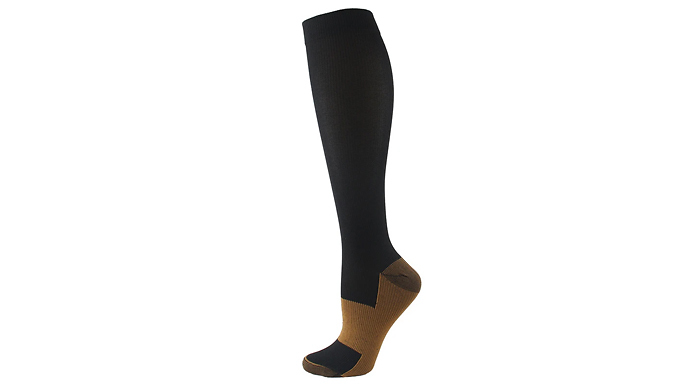 3 Pairs of Copper-Fibre Compression Knee Socks - 3 Sizes